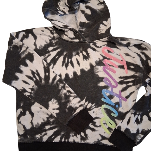 JUSTICE | Black & White Tie-Dye | Girl Small | Hoodie Jogger Set - Picture 3 of 7
